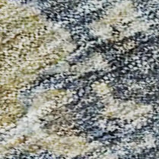 Blue Gold And Beige Abstract Washable Area Rug With UV Protection Photo 2