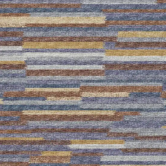 Blue Gold And Brown Abstract Washable Area Rug With UV Protection Photo 9