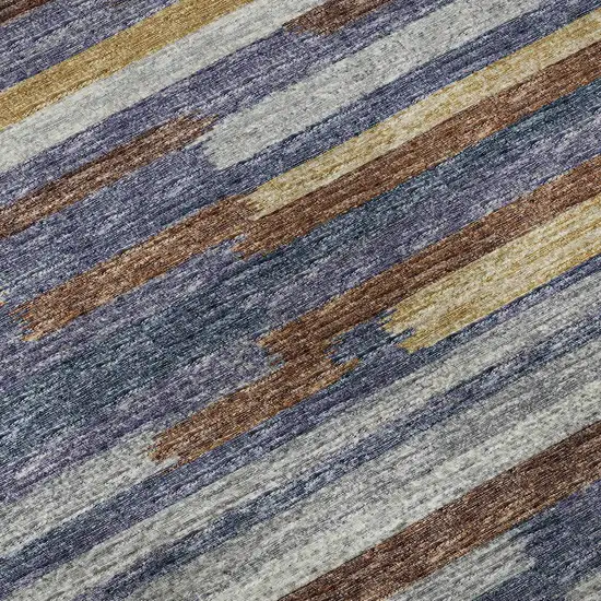 Blue Gold And Brown Abstract Washable Area Rug With UV Protection Photo 9