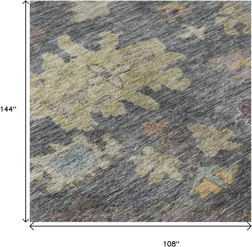 Blue Gold And Coral Floral Washable Area Rug With UV Protection Photo 9