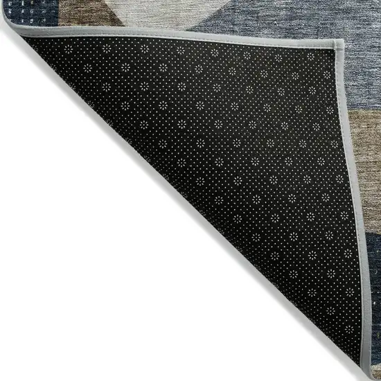 Blue Gold And Gray Abstract Washable Indoor Outdoor Area Rug Photo 5
