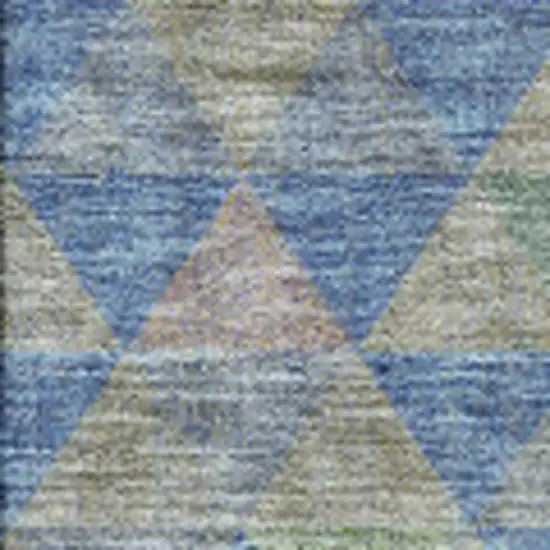 Blue Gold And Gray Geometric Washable Area Rug With UV Protection Photo 6