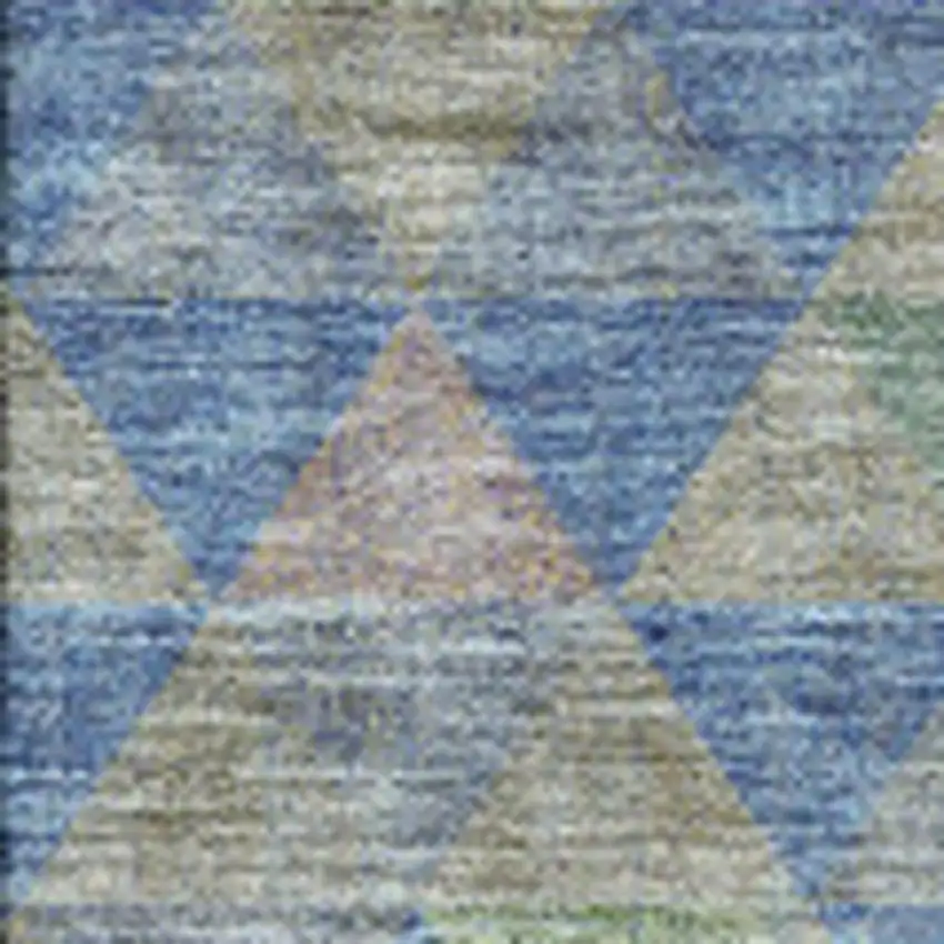 Blue Gold And Gray Geometric Washable Area Rug With UV Protection Photo 6