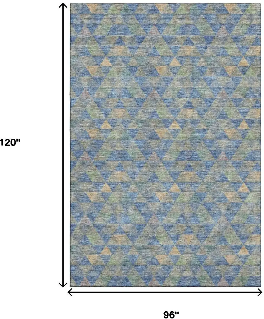 Blue Gold And Gray Geometric Washable Area Rug With UV Protection Photo 3