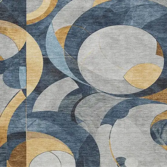 Blue Gold And Gray Geometric Washable Indoor Outdoor Area Rug Photo 7