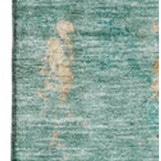 Blue Gold And Green Abstract Washable Area Rug With UV Protection Photo 6