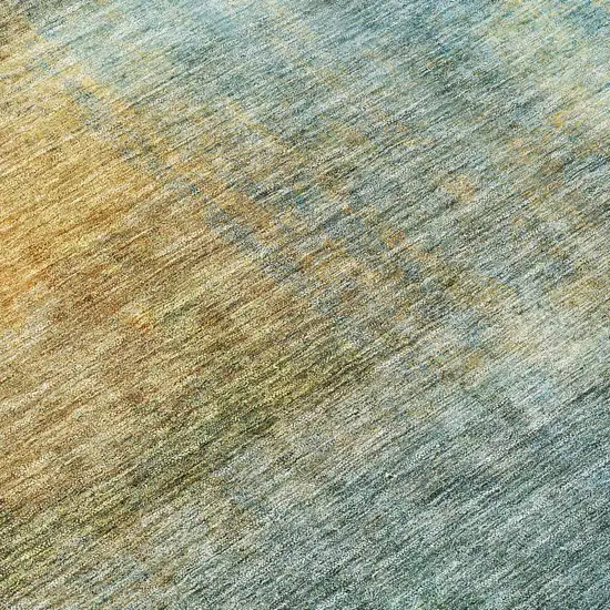 Blue Gold And Green Abstract Washable Indoor Outdoor Area Rug Photo 8