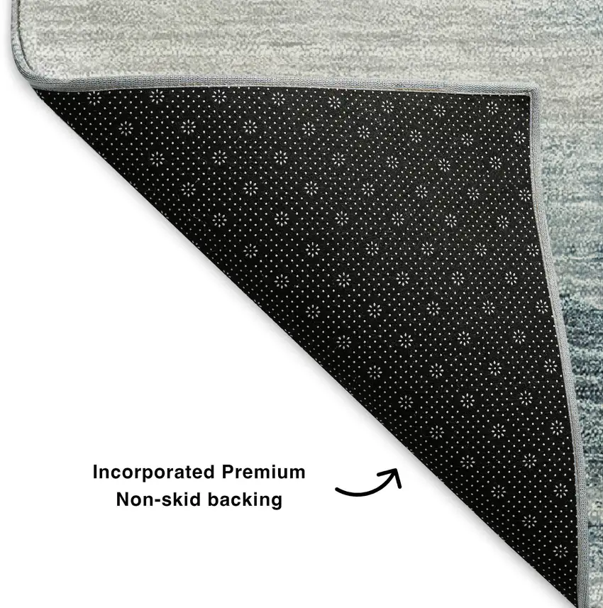 Blue Gold And Ivory Abstract Washable Area Rug With UV Protection Photo 7