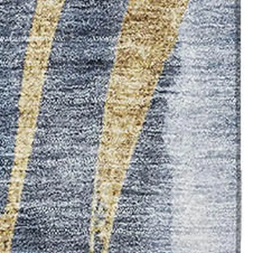 Blue Gold And Ivory Abstract Washable Area Rug With UV Protection Photo 2