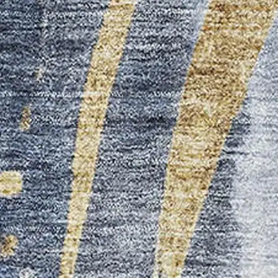 Blue Gold And Ivory Abstract Washable Area Rug With UV Protection Photo 2
