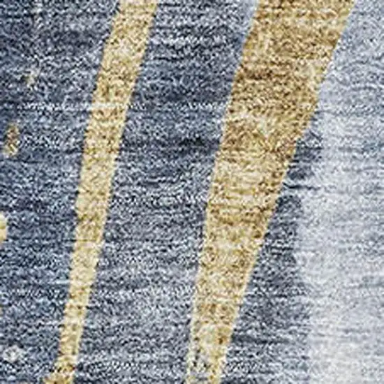 Blue Gold And Ivory Abstract Washable Area Rug With UV Protection Photo 2