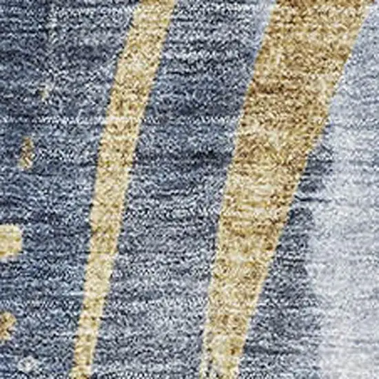 Blue Gold And Ivory Abstract Washable Area Rug With UV Protection Photo 2