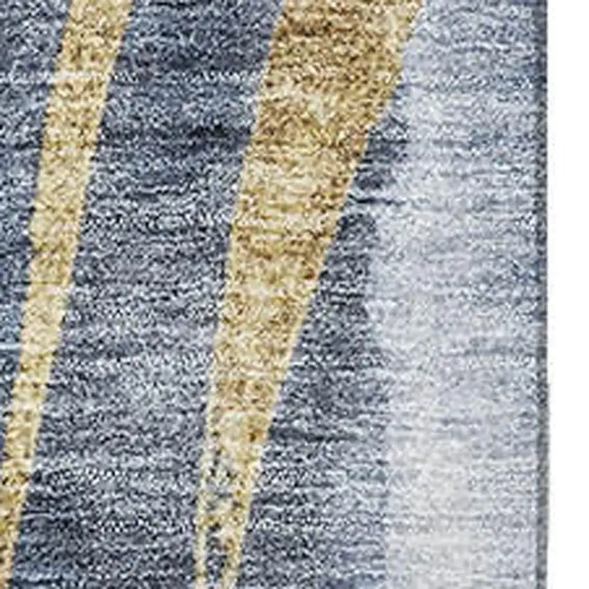 Blue Gold And Ivory Abstract Washable Area Rug With UV Protection Photo 2