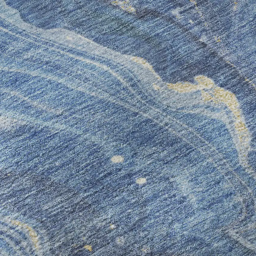 Blue Gold And Ivory Abstract Washable Area Rug With UV Protection Photo 9