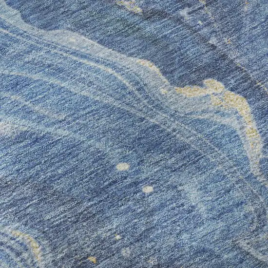 Blue Gold And Ivory Abstract Washable Area Rug With UV Protection Photo 9