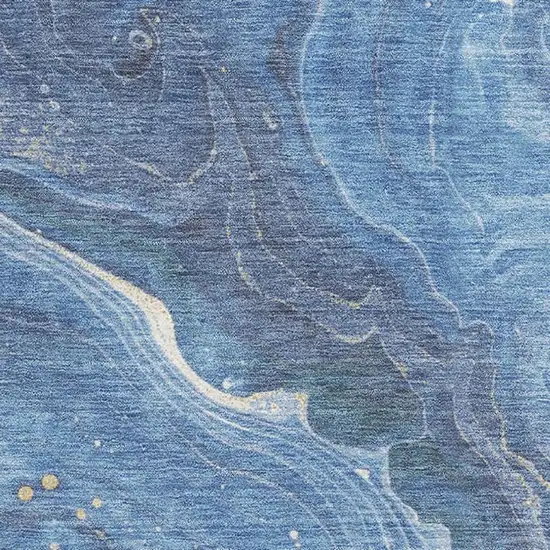Blue Gold And Ivory Abstract Washable Area Rug With UV Protection Photo 2