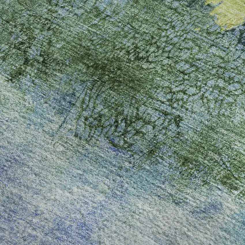 Blue Gold And Ivory Abstract Washable Area Rug With UV Protection Photo 2