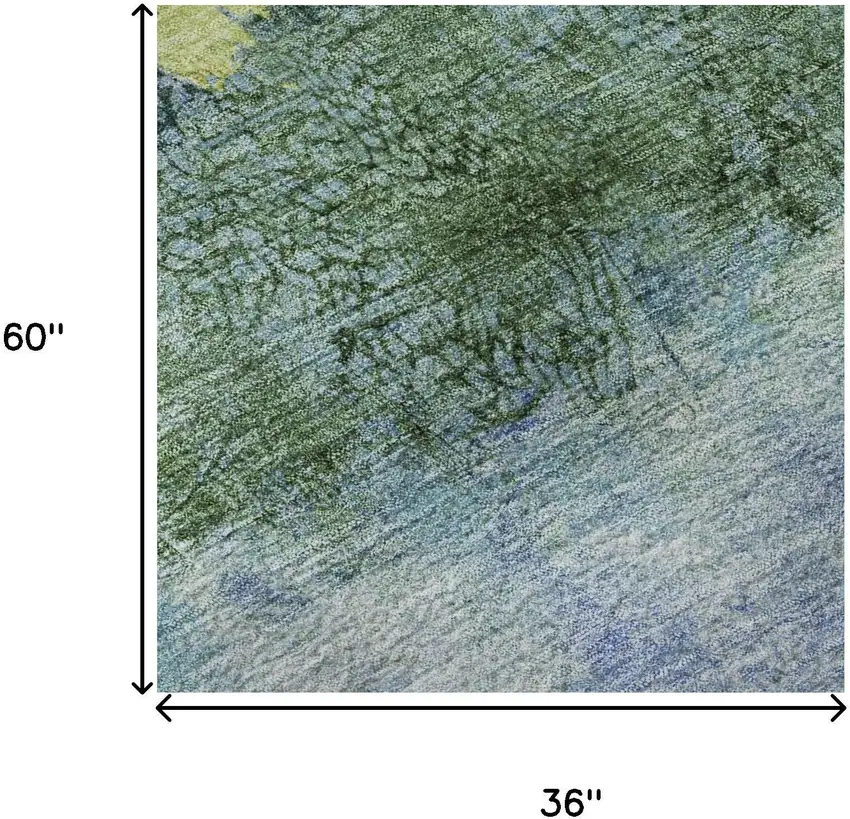 Blue Gold And Ivory Abstract Washable Area Rug With UV Protection Photo 9