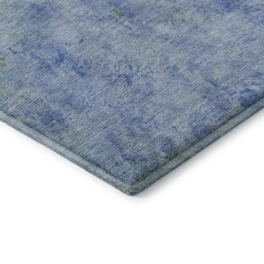 Blue Gold And Ivory Abstract Washable Area Rug With UV Protection Photo 8