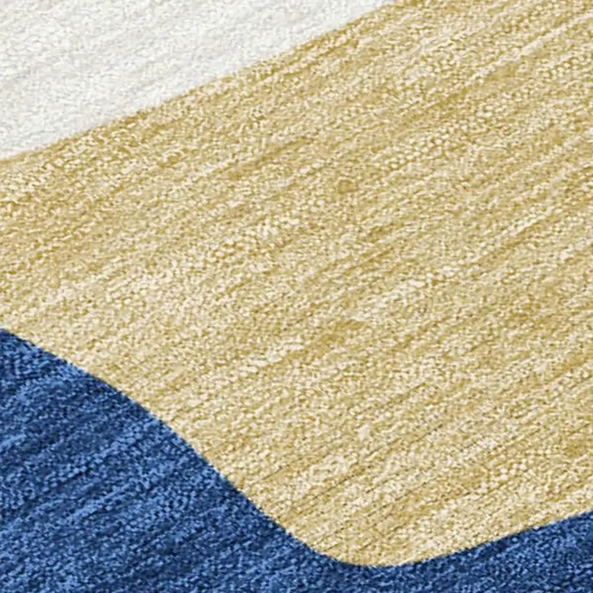 Blue Gold And Ivory Abstract Washable Indoor Outdoor Area Rug Photo 2