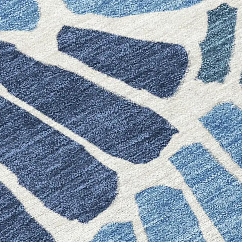 Blue Gold And Ivory Floral Washable Indoor Outdoor Area Rug Photo 3