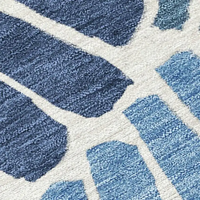 Blue Gold And Ivory Floral Washable Indoor Outdoor Area Rug Photo 2