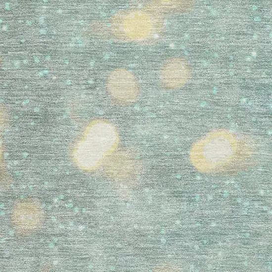 Blue Gold And Ivory Geometric Washable Area Rug With UV Protection Photo 4