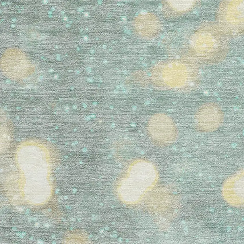 Blue Gold And Ivory Geometric Washable Area Rug With UV Protection Photo 4