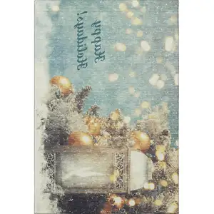 Photo of Blue Gold And Ivory Geometric Washable Area Rug With UV Protection