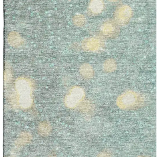 Blue Gold And Ivory Geometric Washable Area Rug With UV Protection Photo 4