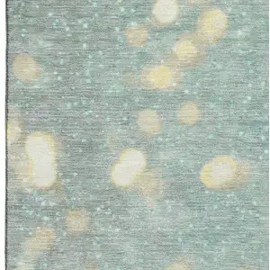 Photo of Blue Gold And Ivory Geometric Washable Area Rug With UV Protection