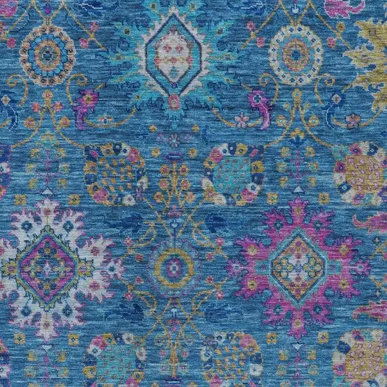Blue Gold And Pink Medallion Washable Indoor Outdoor Area Rug Photo 6