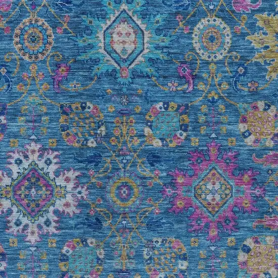 Blue Gold And Pink Medallion Washable Indoor Outdoor Area Rug Photo 6