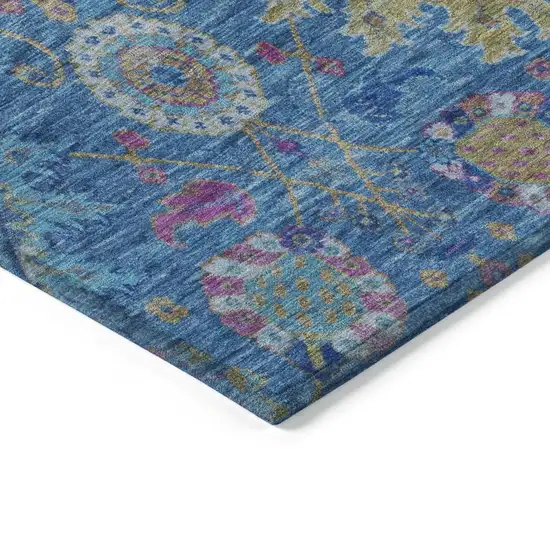 Blue Gold And Pink Medallion Washable Indoor Outdoor Area Rug Photo 5