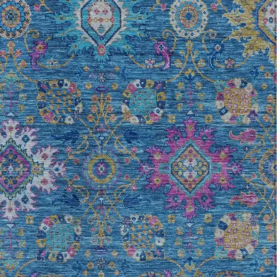 Blue Gold And Pink Medallion Washable Indoor Outdoor Area Rug Photo 6
