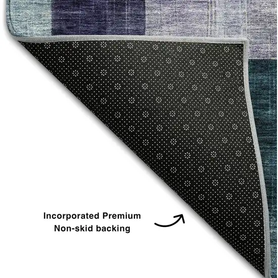 Blue Gold And Purple Abstract Geometric Washable Area Rug With UV Protection Photo 6