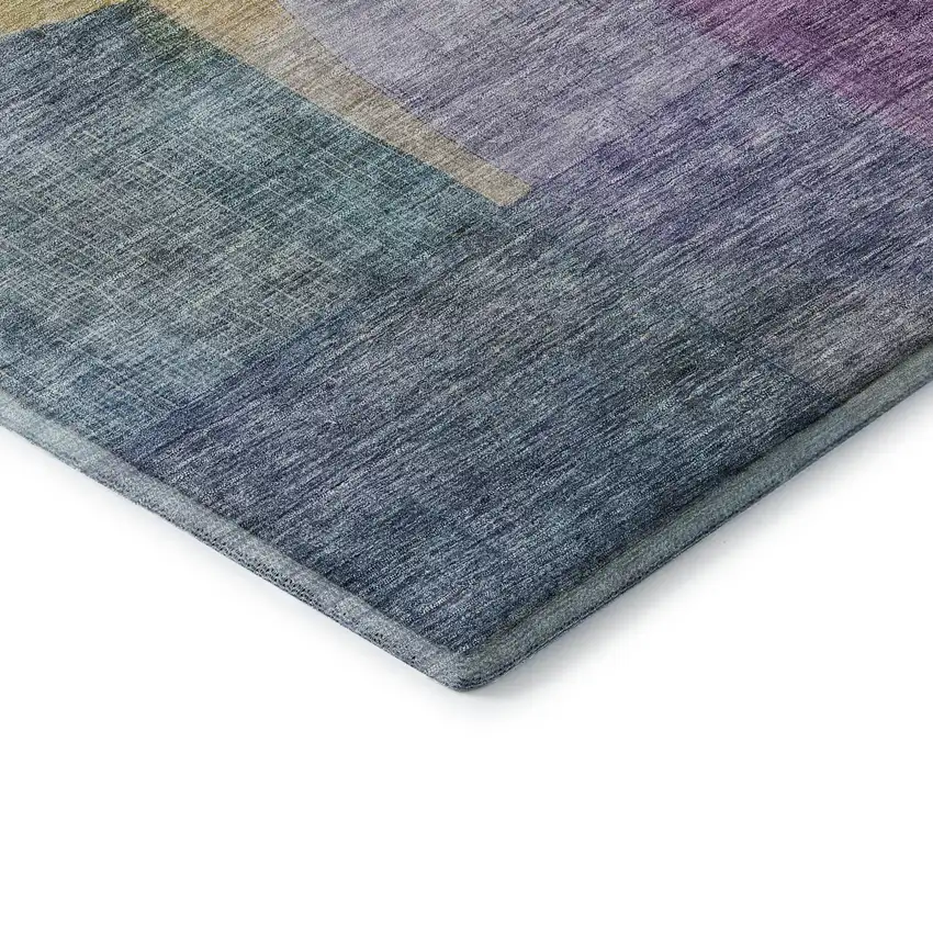 Blue Gold And Purple Abstract Washable Area Rug With UV Protection Photo 7