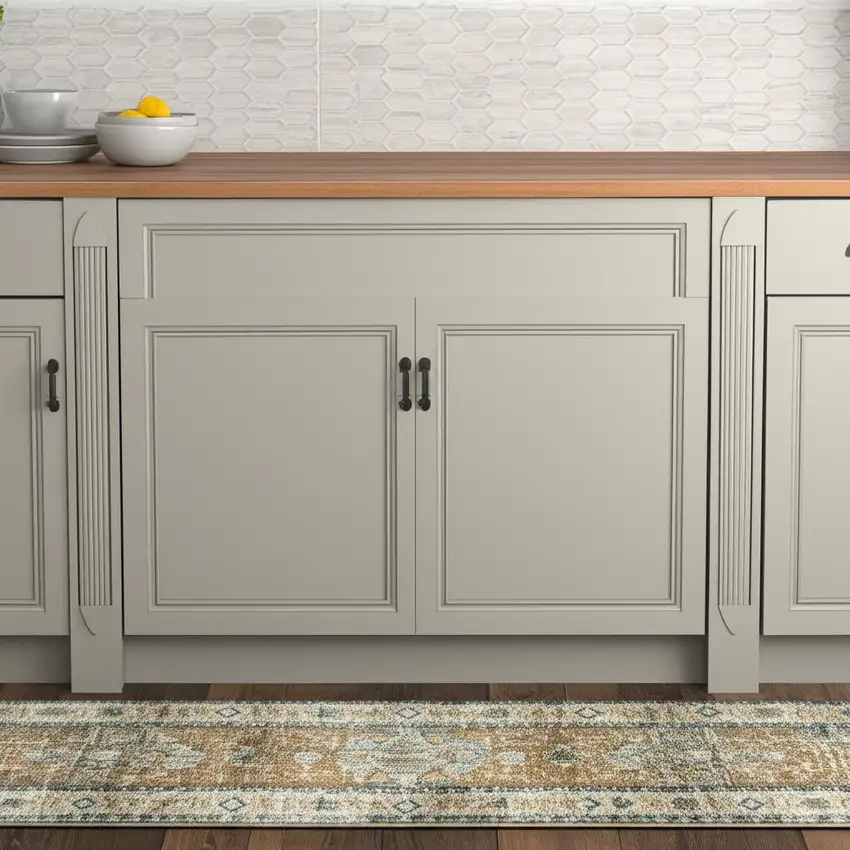 Blue Gold Brown Green And Salmon Oriental Printed Stain Resistant Non Skid Runner Rug Photo 1