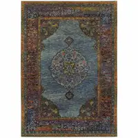 Photo of Blue Gold Green Red Orange And Purple Oriental Power Loom Stain Resistant Area Rug