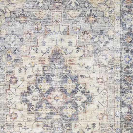 Blue Gold Grey Orange Yellow And Purple Oriental Power Loom Stain Resistant Area Rug Photo 6