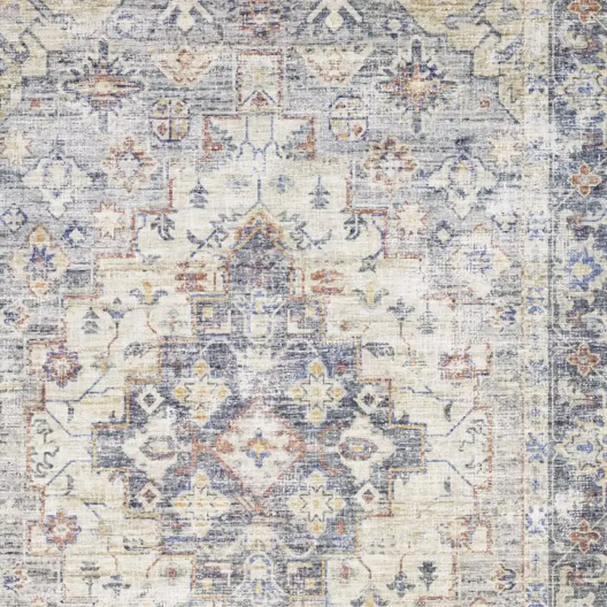 Blue Gold Grey Orange Yellow And Purple Oriental Power Loom Stain Resistant Area Rug Photo 6