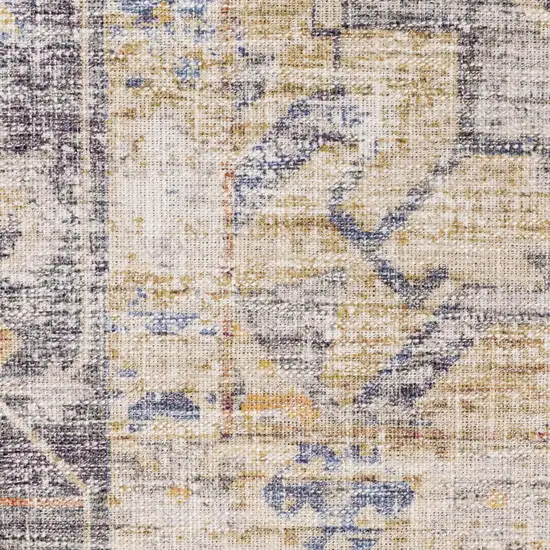 Blue Gold Grey Orange Yellow And Purple Oriental Power Loom Stain Resistant Runner Rug Photo 4