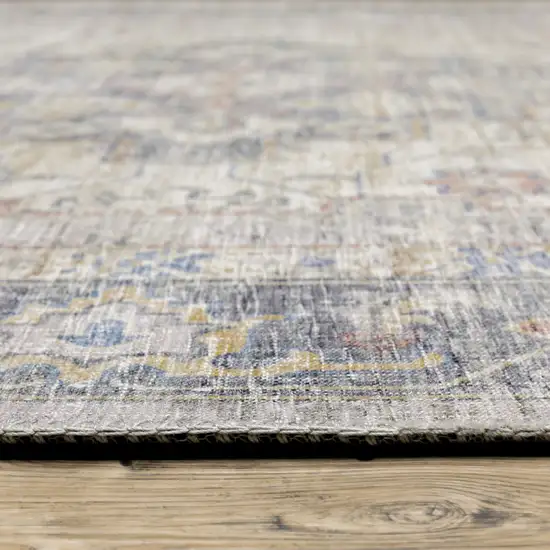 Blue Gold Grey Orange Yellow And Purple Oriental Power Loom Stain Resistant Runner Rug Photo 6