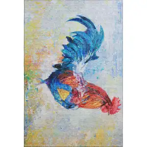 Photo of Blue Gold Red And Ivory Animal Print Washable Area Rug With UV Protection