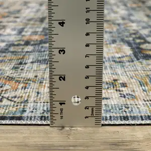 Photo of Blue Gold Rust Ivory And Olive Oriental Printed Stain Resistant Non Skid Area Rug