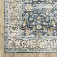 Photo of Blue Gold Rust Ivory And Olive Oriental Printed Stain Resistant Non Skid Area Rug