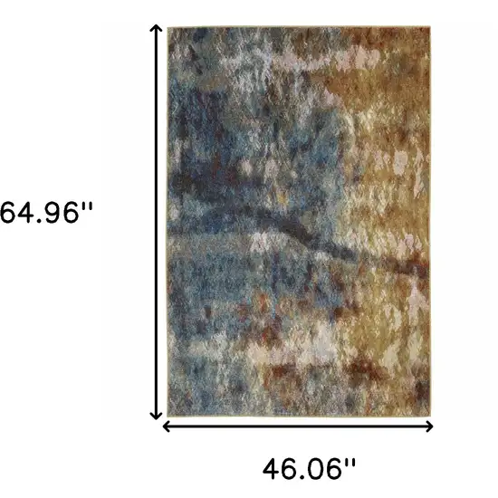 Blue Gold Teal Rust Grey And Beige Abstract Power Loom Stain Resistant Area Rug Photo 3