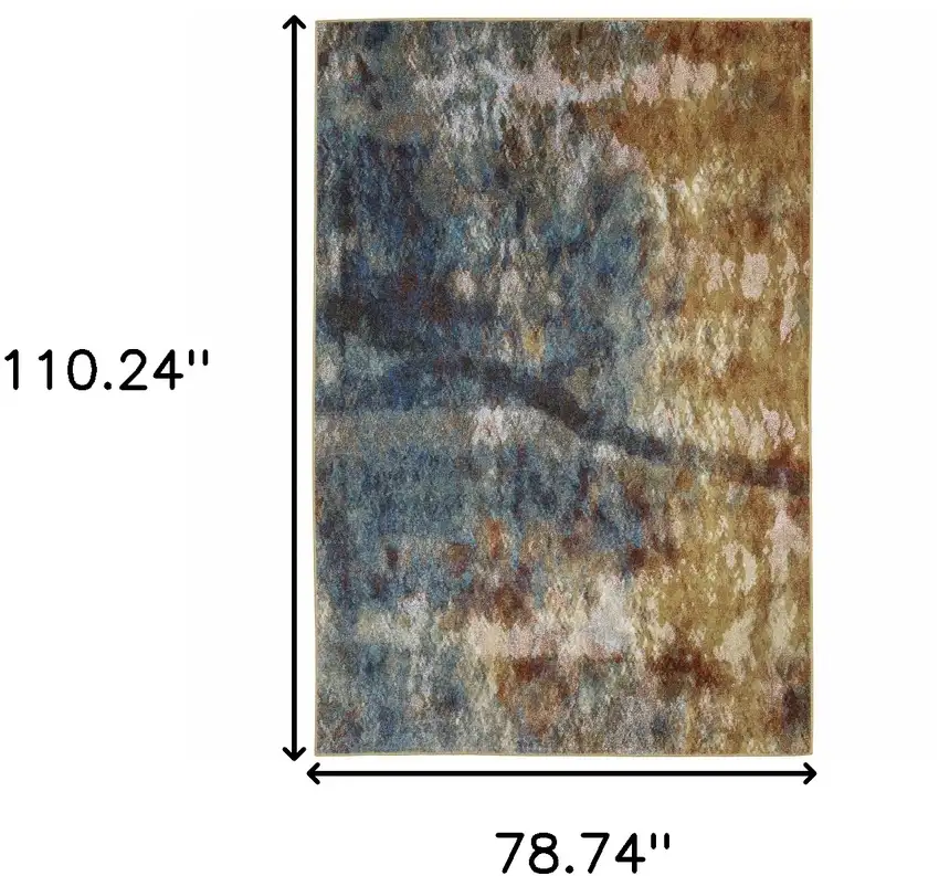 Blue Gold Teal Rust Grey And Beige Abstract Power Loom Stain Resistant Area Rug Photo 10