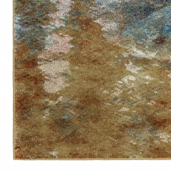 Blue And Gold Abstract Area Rug Photo 4
