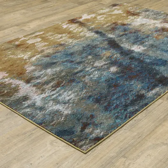 Blue And Gold Abstract Area Rug Photo 6